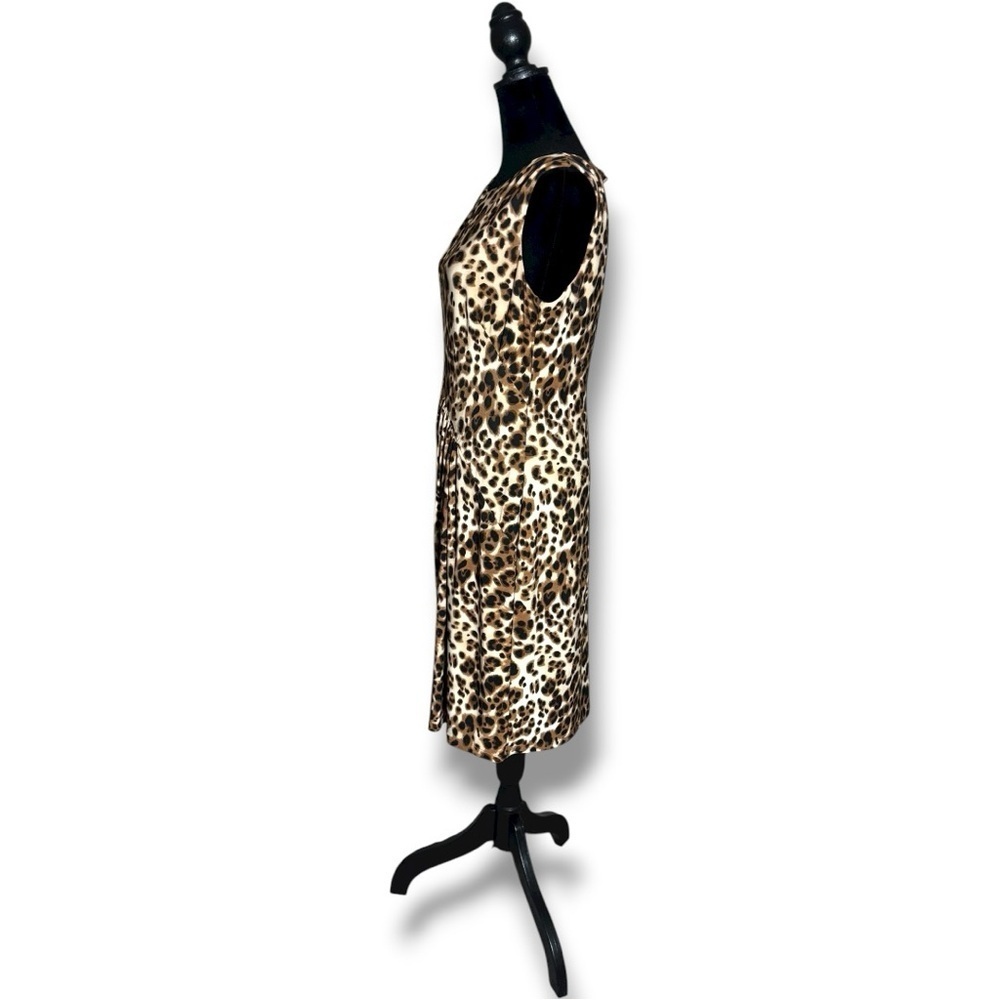 Jones New York Leopard Print Sleeveless Rouching Detail Fully Lined Mini Dress - Picture 3 of 13